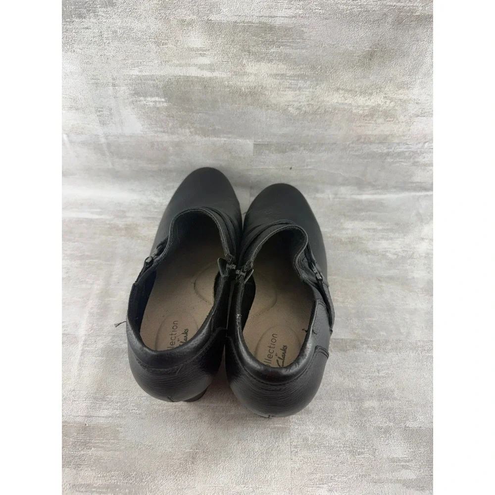 Clarks Maypearl Daisy Black Leather Ankle Boots 261388094070 Women Sz 9.5 M